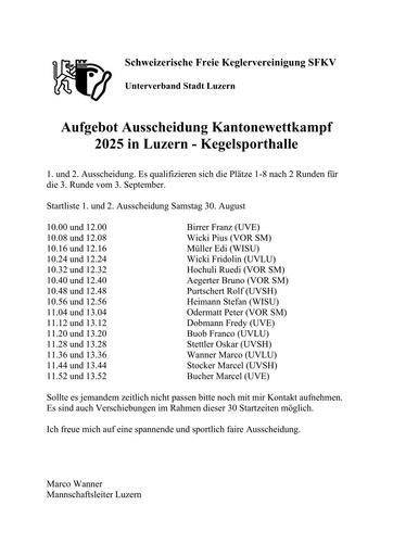 Kt. Luzern | Aufgebot - KWK 2025